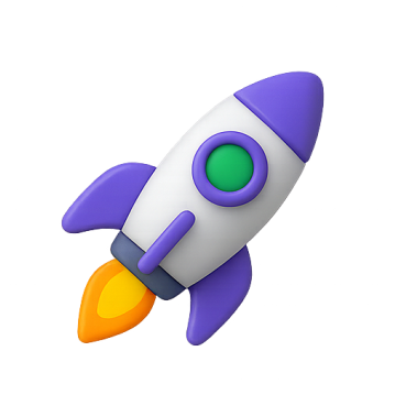 Icon of a rocket ship launching, symbolising getting started with AccessHub